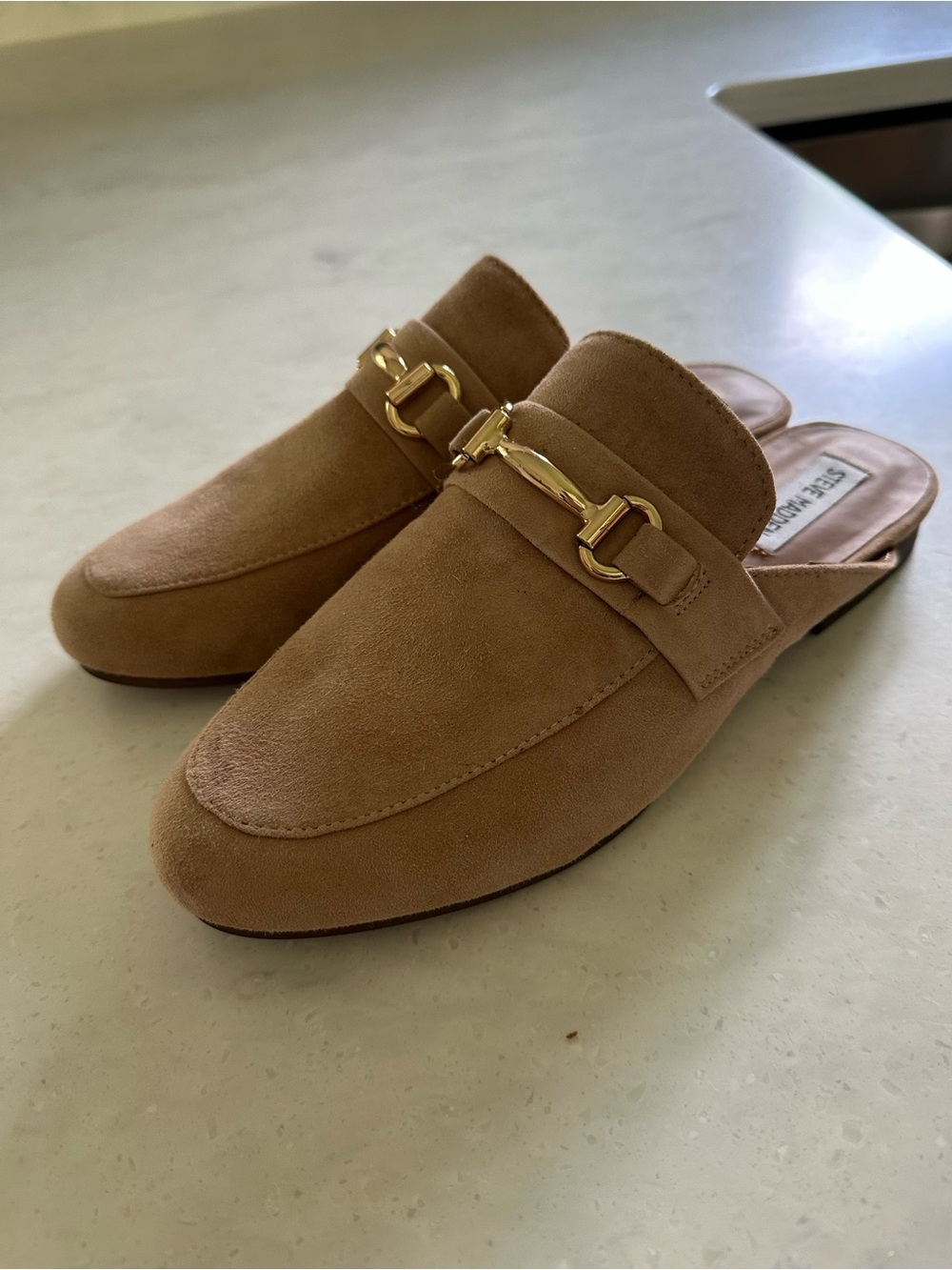 Steve Madden Tan Suede Kordyn Horsebit Mule Loafers Size 9- NWOT